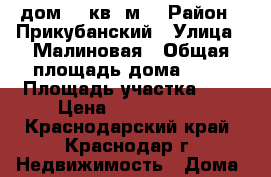 дом 85 кв. м  › Район ­ Прикубанский › Улица ­ Малиновая › Общая площадь дома ­ 85 › Площадь участка ­ 5 › Цена ­ 2 300 000 - Краснодарский край, Краснодар г. Недвижимость » Дома, коттеджи, дачи продажа   